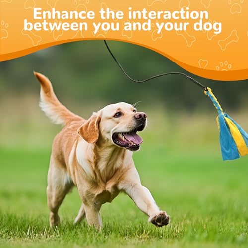 Flirt Pole for Dogs, Interactive Dog Toys Extendable Teaser Wand with Lure Chewing Toy, Chase and Tug of War for Small Medium Large Dogs Training Playing Exercise - size: 40.5Inch Pole-Black