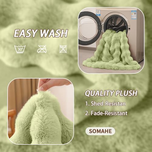 Pet Blanket, Reversible Sherpa & Bubble Fleece Pet Throw, Ultra-Soft Plush for Cats & Small Dogs, Machine Washable, Anti-Static, Warm & Cozy,28"×22" Inch Green - color: Green, size: 28"L x 22"W Inches