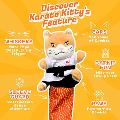 KITTY KURLZ & Karate Kitty Active Indoor Cat Play Bundle – Interactive Ball Track Scratcher + Cat Wrestling Glove with Protective Arm Sleeve