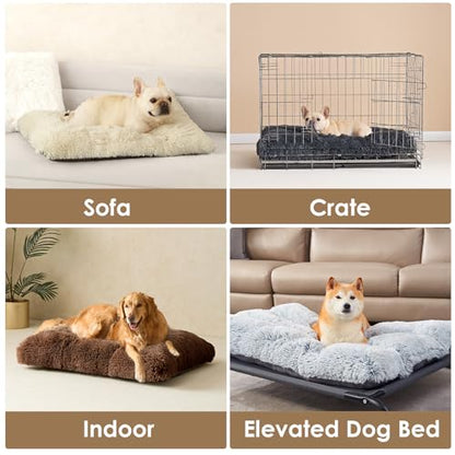 EHEYCIGA Fluffy Dog Crate Bed for Small Dogs, Plush Faux Fur Crate Pad, Calming Anti Anxiety Small Dog Bed, Washable Soft Warm Mat with Non-Slip Bottom, Coffee - color: Coffee, size: 23.6 x 17.5