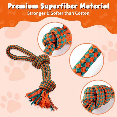 Interactive Dog Rope Toy for Large & Medium Dogs Durable Tug of War Toy for Training, Boredom Relief & Teeth Cleaning, Safe Ultra-Fiber Chew Toy for Daily Play (Small) - size: Medium