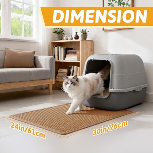 Pieviev Cat Litter Mat Double Layer Waterproof Urine Proof Trapping Mat 1 Pack (30''X24'', Brown) - color: Brown