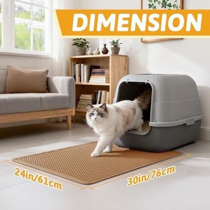 Pieviev Cat Litter Mat Double Layer Waterproof Urine Proof Trapping Mat 1 Pack (30''X24'', Brown) - color: Brown