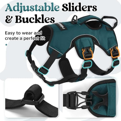 rabbitgoo Escape Proof Dog Harness Medium, Soft Padded Full Body Pet Harness, Reflective Adjustable No Pull Vest with Lift Handle and Leash Clip for Walking Hiking Training, Dark Green, M - color: Dark Green, size: Medium (Pack of 1)