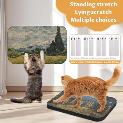 2 Pack Art Cat Scratcher, Wall-Mountable Cat Scratch Pad, Cat Wall Scratcher 16.7x11x1 Inch Cat Scratching Board for Indoor Cats Toy (Series2) - color: Van Gogh2-2