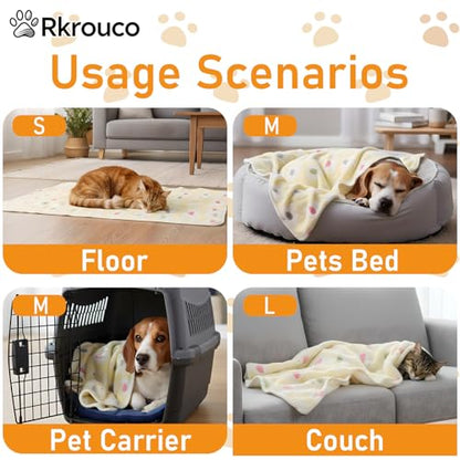 Three Piece Pet Blanket Set for Dogs Cats Soft Comfy Puppy and Kittens Bed Blanket Fluffy Fleece Pets Throw with Cute Patterns (Small 24x16 inch, Cute Animals) - color: Cute Animals, size: Small-24x16 inch