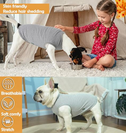 Dog Shirt,Combed Cotton T-Shirts,Soft Cool Boy Girl Tee for Small Dogs Kitty Puppy Chihuahua,Grey Striped XS - color: Light & Deep Grey Striped, size: X-Small
