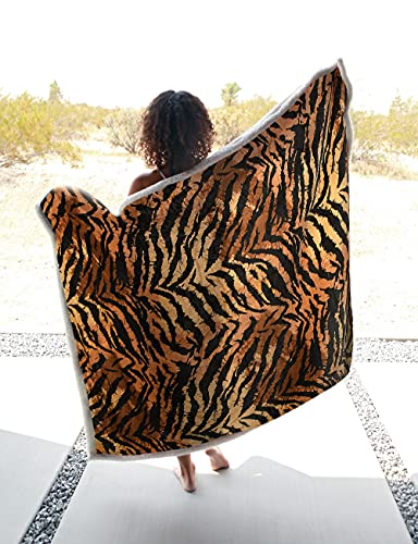 Catalonia Tiger Fluffy Sherpa Throw Blanket, Super Soft Mink Fleece Couch Blanket, TV Bed Fuzzy Blanket, Fluffy Comfy Warm Heavy Throws, Comfort Caring Gift,50x60 inches - color: Tiger, size: 50"x60"