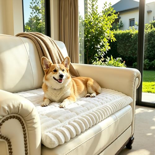 SUBRTEX Couch Cover for Dogs, Non-Slip Sofa Mat Washable, Thick Sofa Slipcover Cushion Protector Pet-Friendly(Ivory, 27.6"x27.6") - color: Ivory, size: 27.6"x27.6"