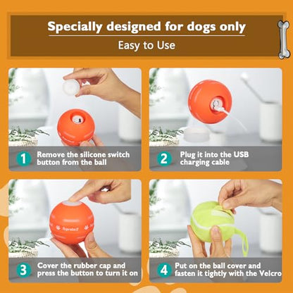 PetDroid Interactive Dog Toys Dog Ball, [Newly Upgraded] Durable Motion Activated Automatic Rolling Ball Toys for/Small/Medium/Large Dogs,USB Rechargeable(Orange) - color: Orange
