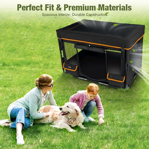 Durable Dog Playpen with Iron Frame, Heavy-Duty Pet Tent with Waterproof Base & Mesh Sides for Indoor Outdoor Use, Black - color: Black