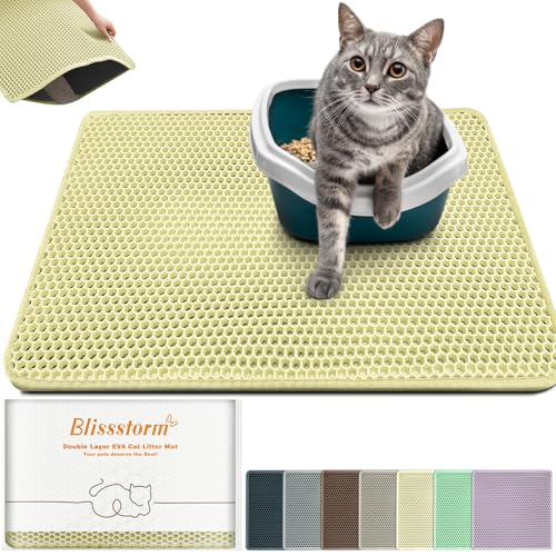 Extra Large Waterproof Cat Litter Mat - New 31x24 Inch Honeycomb Double Layer Traps Litter, Waterproof & Non-Slip Floor Protector, Easy Clean, Odor-Free, Cream - color: Cream