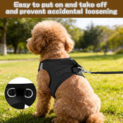 Pet Harness No Pull for Small Dogs and Cats, Adjustable Hook & Loop Fastener with Snap Buckle and Double D-Rings, 0.55FIT Breathable Mesh, Black, S - color: Black, size: S