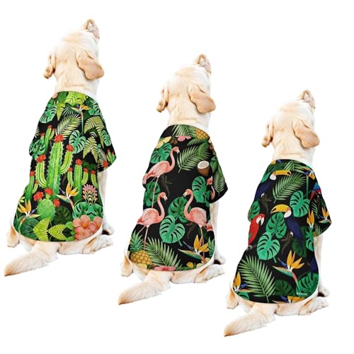 Dog Hawaiian Shirt 3 Pack, Breathable Cool Dog Summer Clothes for Puppy Small Medium Large Dogs Cats, Pet Outfit with Tropical Prints, Perfect for Beach Seaside Outdoor-Style 12 - color: Multi-colored12