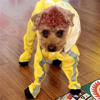 Dog Raincoat with Boots,Waterproof Dog Raincoats with Hood for Small Medium Large Dogs,Raincoat with Reflective Strap, Lightweight Rain Jacket with Leash Hole (Yellow Flower, X-Small) - color: Yellow Flower, size: XS (1-3lb)