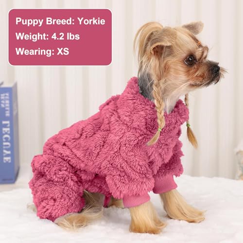 Dog Sweater Fleece Turtleneck Winter Dog Clothes for Small Dogs Girls Boy, Warm Fleece Puppy Pajamas Onesies, Pet Clothes Puppy Sweater Pjs, Doggy Jumpsuits Doggie Outfit, Rose Pink, S - color: Rose, size: Small (Chest 15in )
