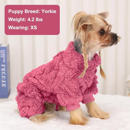 Dog Sweater Fleece Turtleneck Winter Dog Clothes for Small Dogs Girls Boy, Warm Fleece Puppy Pajamas Onesies, Pet Clothes Puppy Sweater Pjs, Doggy Jumpsuits Doggie Outfit, Rose Pink, S - color: Rose, size: Small (Chest 15in )