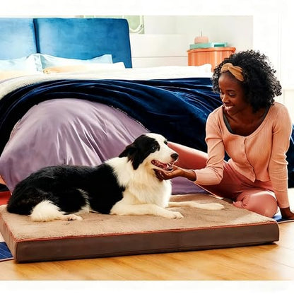 Dog Bed with Waterproof Inner Liner, Removable Cover, Egg Crate Foam Dog Beds, Easy to Clean，36×26Inch，Gray - color: Gray, size: 36"L x 26"W x 3"Th