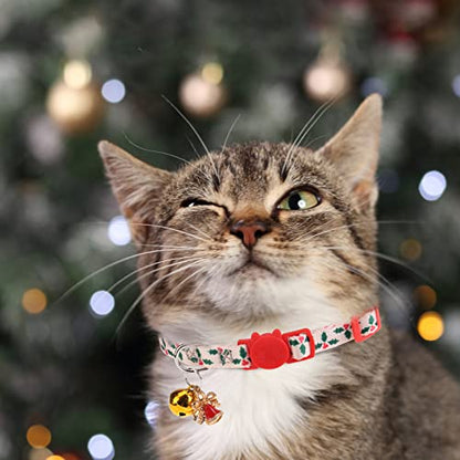 Christmas Breakaway Cat Collars with Bell & Cute Pendants - 3 Pack Adjustable Safety Kitten Collars - Xmas Collar for Kitten Cat Christmas Party - color: Style A - Christmas