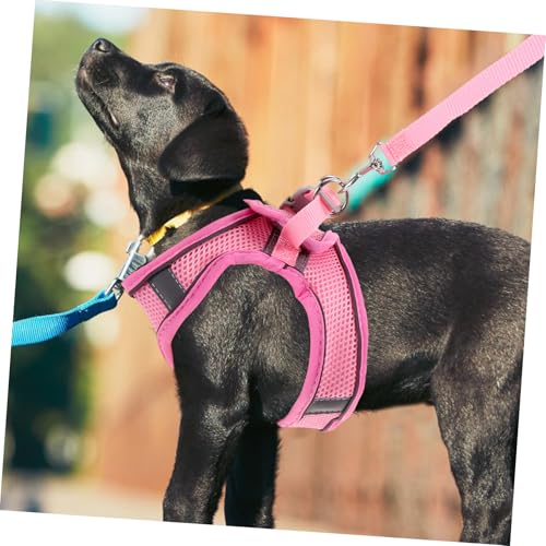 Happyyami Reflective Breathable Dog Harness with Summer Mesh Vest and Leash No-Pull Pet Walking Harness for Dogs Lightweight Pink S for Training and Jogging