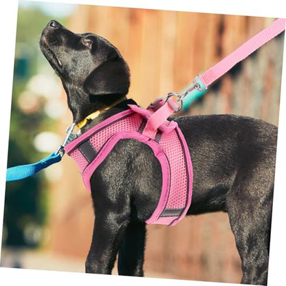 Happyyami Reflective Breathable Dog Harness with Summer Mesh Vest and Leash No-Pull Pet Walking Harness for Dogs Lightweight Pink S for Training and Jogging