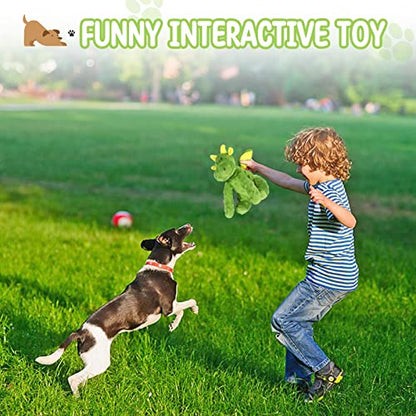 Letsmeet Squeaky Dog Toys Plush Dog Toy with Crinkle Paper Stuffed Durable Dog Chew Toys for Small Middle and Large Dogs - style: Pterosaur