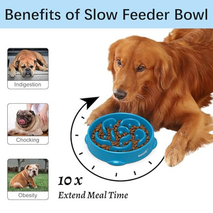 MateeyLife Large Slow Feeder Dog Bowls 2PCS, Anti-Choking Puzzle Dog Food Bowls, Anti-Slip Interactive Feeding Slow Down Eating, Bloat Stop Maze Dishes for Large Breeds 4 Cups Purple&DarkBlue - color: C-Purple&DarkBlue, size: Large