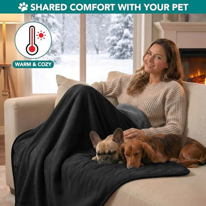 PetAmi Waterproof Pet Blanket Dog Bed Couch Cover for Furniture, Reversible Washable Soft Fleece - color: Black/Gray, size: Medium (29x40)
