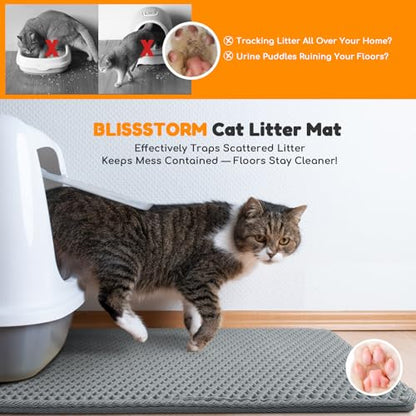 Extra Large Waterproof Cat Litter Mat - New 31x24 Inch Honeycomb Double Layer Traps Litter, Waterproof & Non-Slip Floor Protector, Easy Clean, Odor-Free, Dark Gray - color: Dark Grey