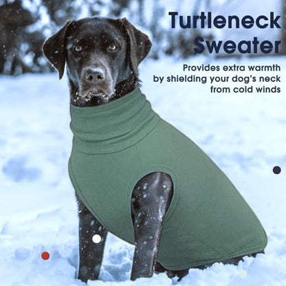 IECOii Dog Fleece Vest Sweater - Stretch Warm Pullover with Turtleneck,Green,Large, Easy On/Off Winter Dog Sweater for Medium Large Dogs Girl Boy, Winter Fall Jumpsuit with High Neck - color: Green, size: Large