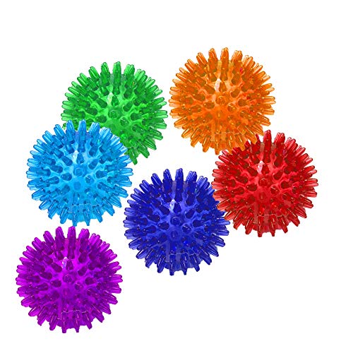 Jalousie Dog Squeaky Toys Value Set Non-Toxic Squeaky Balls Toss Fetch TPR Rubber Puppy Toys Spikey Dog Chew Toy for Small Medium Breed Pet Toys for Puppy (6 Pack Spiky Ball) - color: 6 Pack Spiky Ball