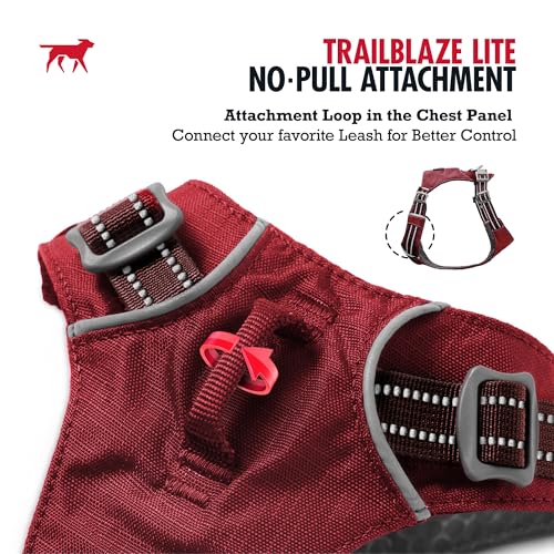 Tuff Pupper All-Day Wear Dog Harness | for Walking, Trail Running, Hiking | Front & Back Leash Clips | Reflective Trim | Easy On/Off Buckles | Lightweight Breathable | No Pull Design (Medium, Red) - color: Crimson Red, size: Medium