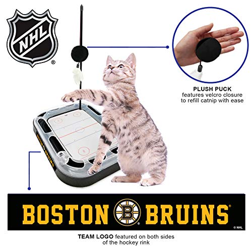 Pets First NHL Boston Bruins Hockey Field Scratching Pad with Interactive Cat Ball Bell Toy Set - color: Boston Bruins