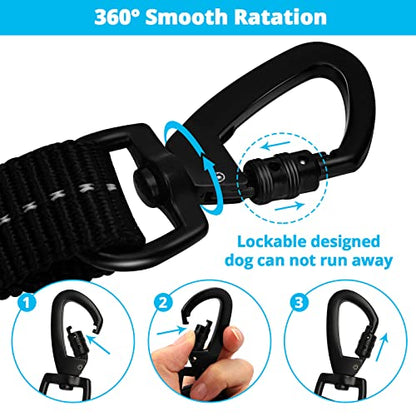 Rope Dog Leash 5 FT: Heavy Duty Leashes with Swivel Lockable Hook Reflective Threads Bungee and Padded Handle - Dog Lead for Large Small Medium Dogs Outside Walking Hiking Blue - color: Blue, size: 5ft*1/2''