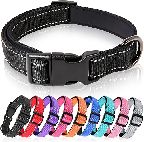 HEELE Dog Collar, Reflective Dog Collar, Soft Neoprene Padded Breathable Nylon Pet Collar Adjustable for Small Dogs, Black, XS(7.87-11.81") - color: Black, size: X-Small (7.87-11.81")