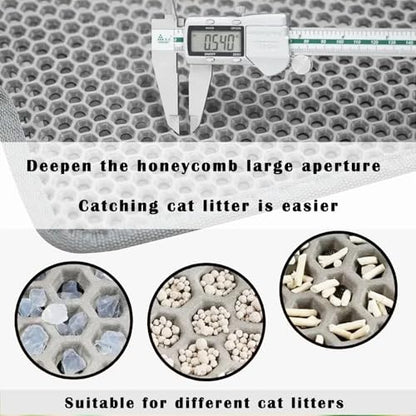 HCY&WLD Cat Litter Mat, Honeycomb Double Layer Cat Litter Trapping Mat, Waterproof Urine Proof Non-Slip, Scatter Control, Less Waste, Easier to Clean (Light Gray, 24" X 18") - color: Light Gray