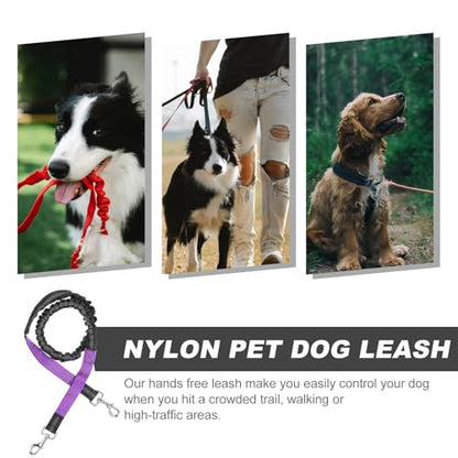 DOITOOL Hands Free Dog Running Leash Waist Belt Nylon Rope Leash for Medium Dogs Jogging Training with Safety Reflective Purple