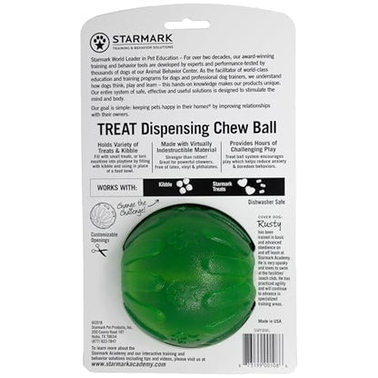 Starmark Treat Dispensing Chew Ball Tough Dog Toy, Medium/Large for Large Breeds