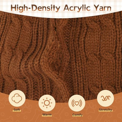 Hpetppy Dog Sweater Dresses for Small Dogs Girl with Bow & Plaid Skirt Soft Tureleneck Dog Sweater with Leash Hole Pet Clothes in Winter Thick Warm Pullover Pet Coats (Brown S) - color: Brown, size: Small (5-9lbs)