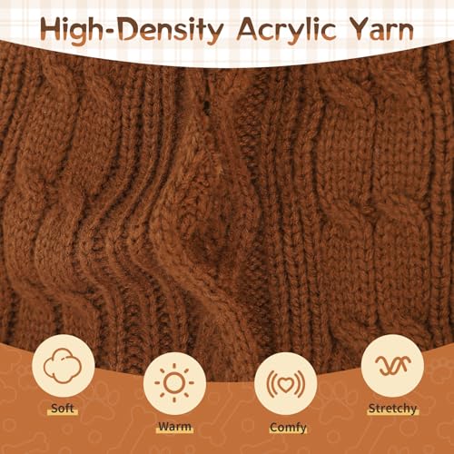 Hpetppy Dog Sweater Dress with Bowtie Turtleneck Warm Pullover Pet Sweater Soft Comfy Knitwear Dog Sweaters for Small Dogs Girl Pet Winter Clothes Cat Apparel with Leash Hole (Brown M) - color: Brown, size: Medium (9-15lbs)