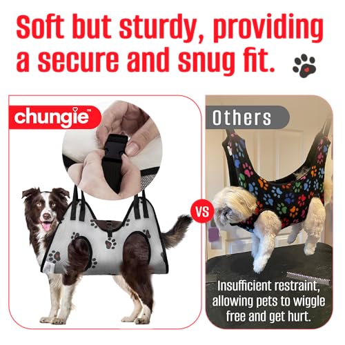 Dog Grooming Hammock for Dogs – Dog Restraint for Nail Trimming with Pet Nail Clipper – Dog Sling for Grooming, Dog Hammock for Nail Cutting & Grooming Harness (Legs Spacing:13-16”)/Max W:60lb) - size: L (Leg Spacing: 13-16") / 60 Pound)