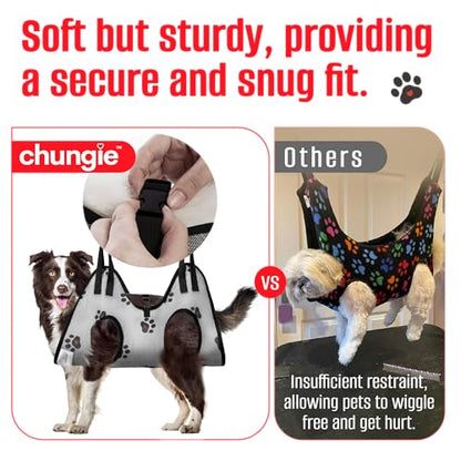 Dog Grooming Hammock for Dogs – Dog Restraint for Nail Trimming with Pet Nail Clipper – Dog Sling for Grooming, Dog Hammock for Nail Cutting & Grooming Harness (Legs Spacing:13-16”)/Max W:60lb) - size: L (Leg Spacing: 13-16") / 60 Pound)