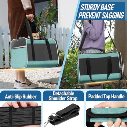 GAPZER Soft Cat Carrier Large Cat 20 lbs/Kitty Cat Travel Crate for Pet Top Load/Small Dog Sturdy Transport Fabric Carry Bag 10 Pounds/Yorkie Kennel with Pocket Teal Aqua - color: Turquoise