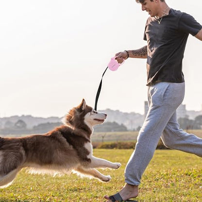 Pink Retractable Dog Leash,Strong Nylon Tape-One-Handed One Button Lock for Puppy, Cat, Pet Walking and Training,16ft Dog Walking Leash with 360°Tangle-Free Design,Anti-Slip Handle (Pink -Small) - color: Pink -Small
