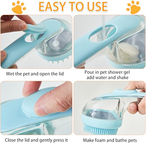 7 PCS Pet Bath Brush Set, Dog Bath Brush with Shampoo Dispenser, Cat Chin Cleaning Brush, Dog Toothbrush, Adjustable Glove Massage Brush, Pet Scrubber for Bathing Long Short Haired Dogs Cats (Green) - color: Green