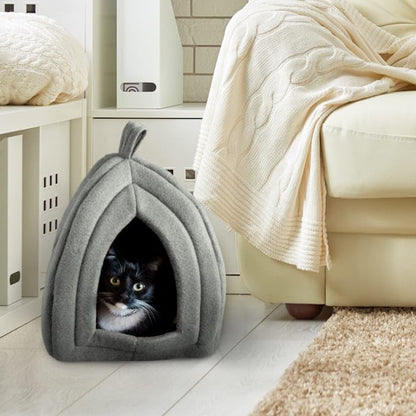 PETMAKER Igloo Soft Indoor Enclosed Covered Tent/House with Removable Grey Cushion Bed for Cats, 13.5" L X 13.5" W X 16.5" H, .85 LB