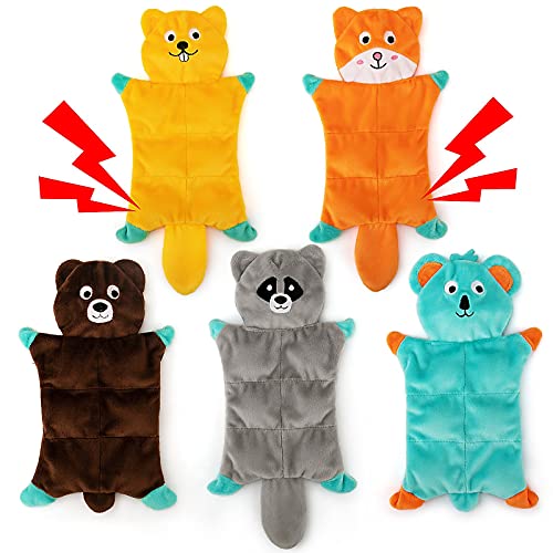 No Stuffing Dog Toys - 5 Pack Squeaky Dog Toys Plush Set for Puppy Teething,Durable Chew Toys for Small Medium Dogs,Cute Holiday Pet Toys for Playing Training Reducing Boredom - color: 5Pcs Plush Animals