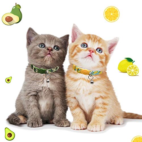4 Pack Cat Kitten Collar Breakaway with Bell Quick Release Safe Buckle Adjustable Cat Kitten Collar - color: 2#Fruit, size: Kitten(Neck:6"-8")