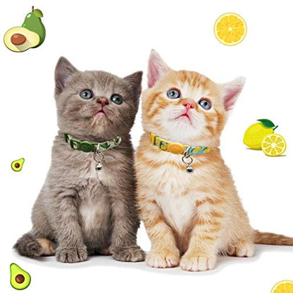 4 Pack Cat Kitten Collar Breakaway with Bell Quick Release Safe Buckle Adjustable Cat Kitten Collar - color: 2#Fruit, size: Kitten(Neck:6"-8")