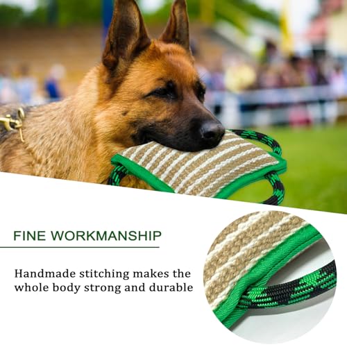 LWBMG Dog Rope Toys, Dog Jute Bite Pillow with 3 Strong Handles, Tug of War Dog Toy, Perfect Pull Toy for Medium Large Dogs Training Interactive Playing